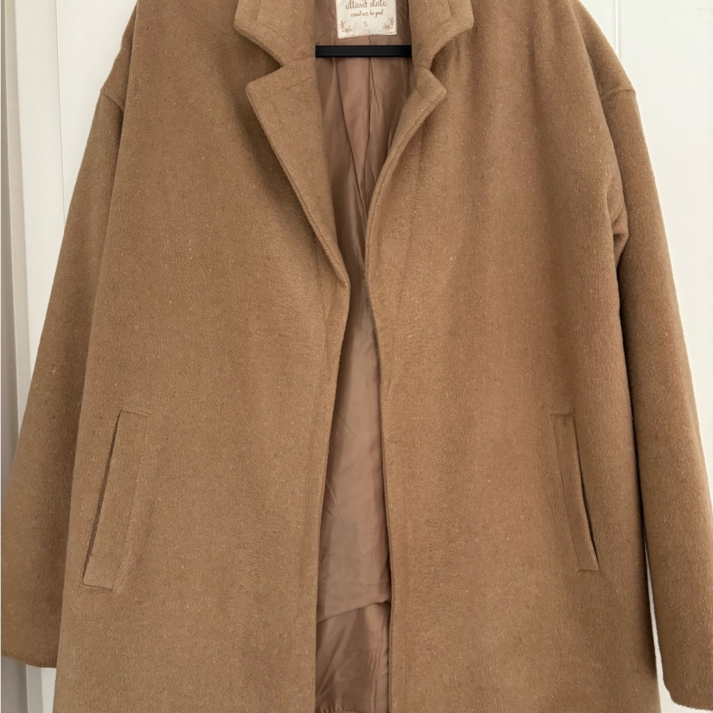 Altar'd State Tan Teddy Jacket with Notched Lapel and Cozy Fuzzy Material